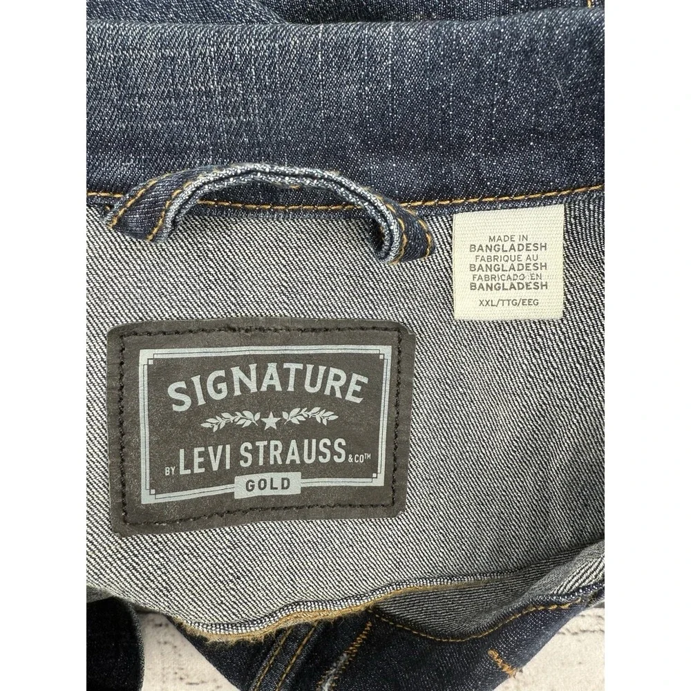 Levi's Strauss Signature‎ Gold Men's Denim Trucker Jacket Size 2XL Dark Wash